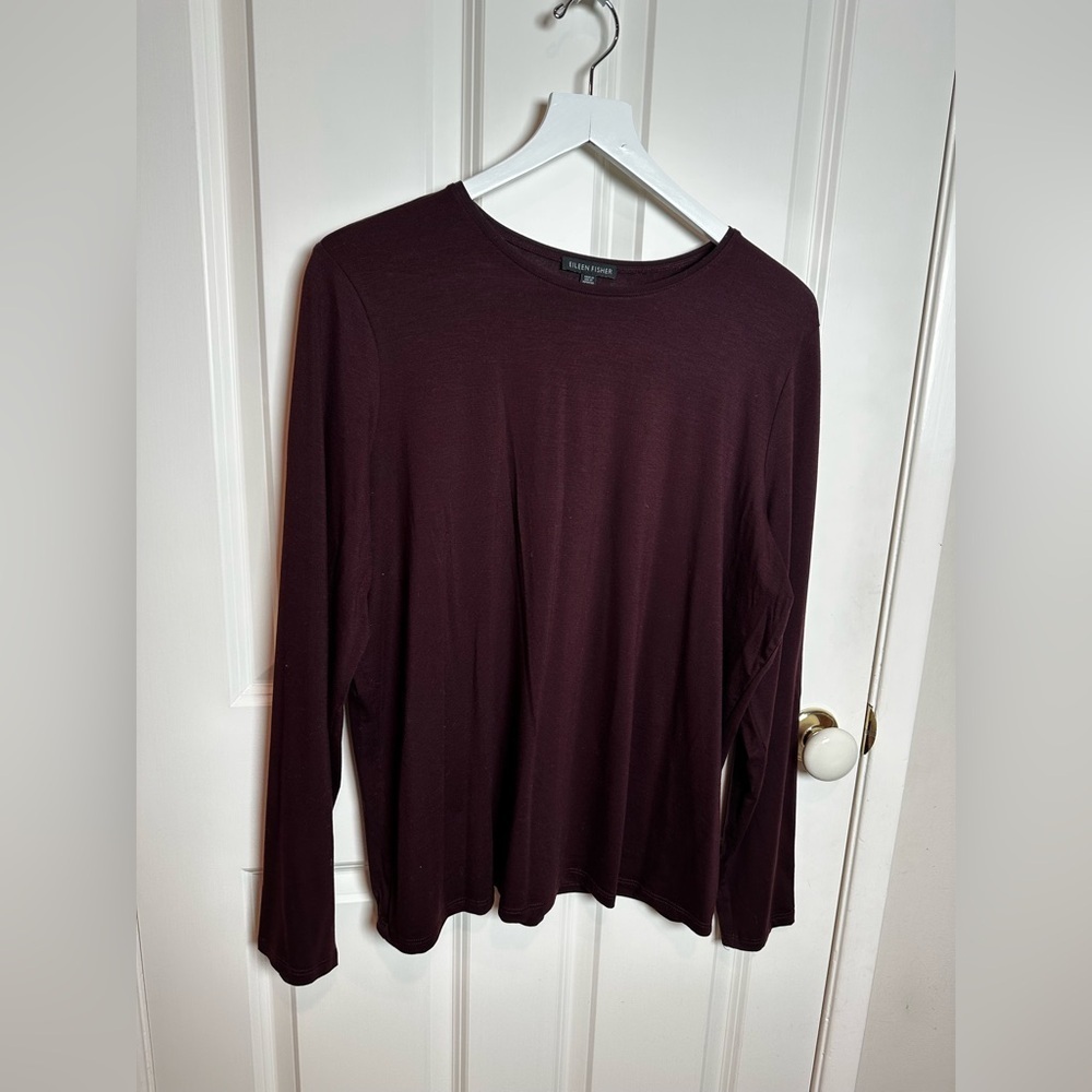 Eileen Fisher Deep Burgundy Long Sleeve Top